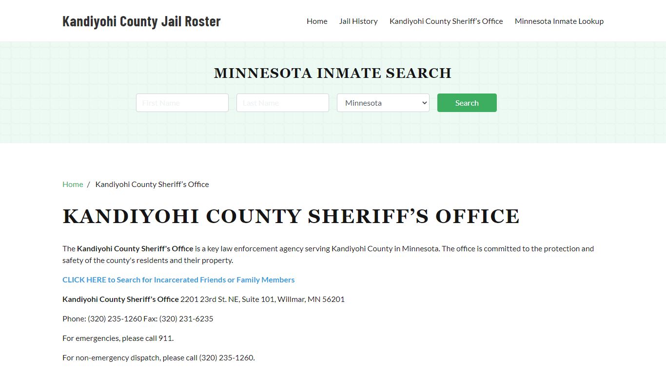 Kandiyohi County Sheriff Office, MN, Arrest Warrants Search